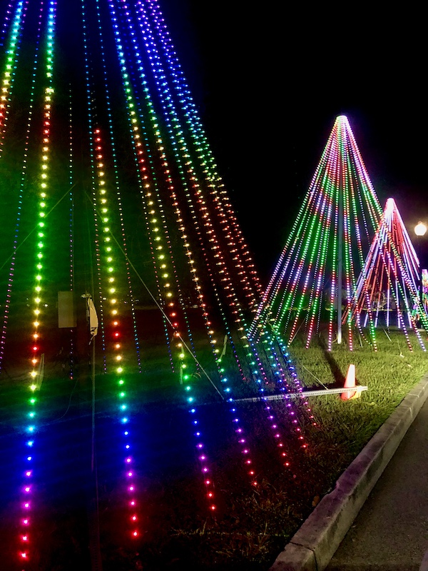 Merry Christmas 2023 Christmas trees made of colored strings of lights
