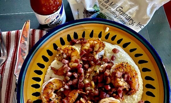 Nora Mill Granary Helen GA grits were the main ingredient in this colorful bowl of shrimp and grits
