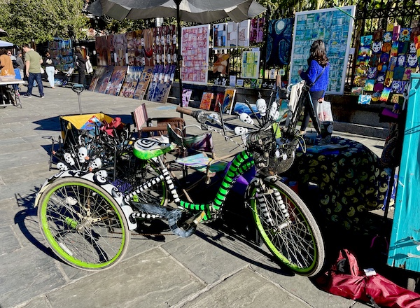 In Jackson Square New Orleans we saw this fabulous artistic adult tricycle