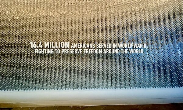 Entry wall of dog tags at the Liberation Pavilion at National WW2 Museum