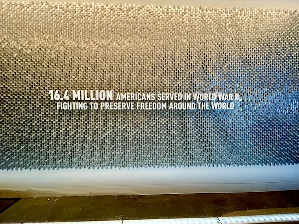 Entry wall of dog tags at the Liberation Pavilion at National WW2 Museum