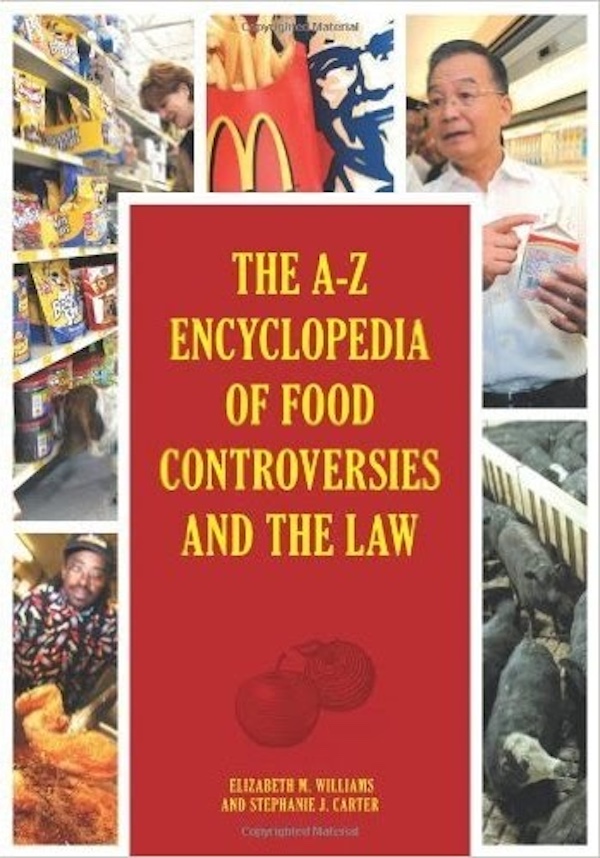 Red cover with yellow writing for Liz Williams Founder SoFab, book on food and the law.