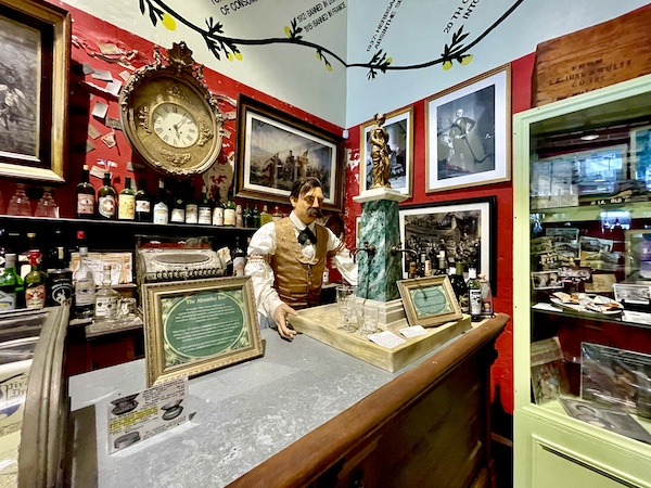 Male mannequin behind a bar serving absinthe at the SoFab NOLA is So Fabulous!