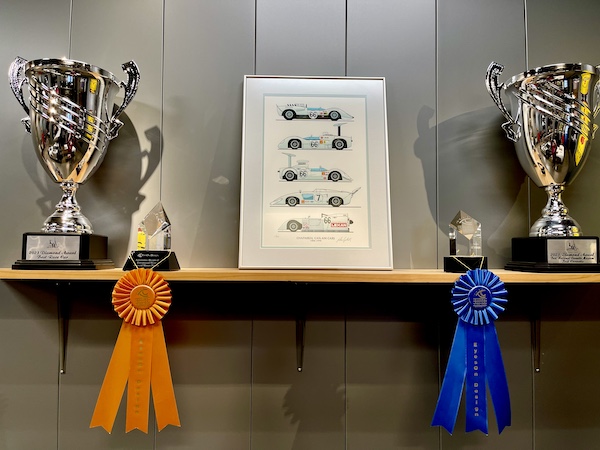 Ribbons and trophies on display at the Chaparral Gallery Petroleum Museum behind the scenes.
