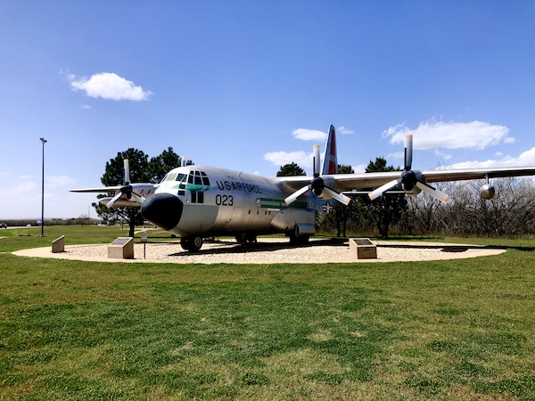 Cargo plane C-130 on display at Dyess Air Force Base Abilene TX