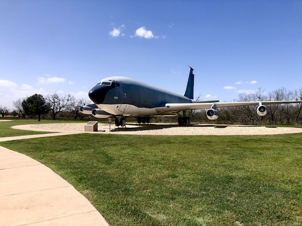 Old transport plane that resembles a whale on display at Dyess Air Force Base Abilene TX
