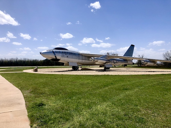 A 77 year old jet airplane on display at Dyess Air Force Base Abilene TX