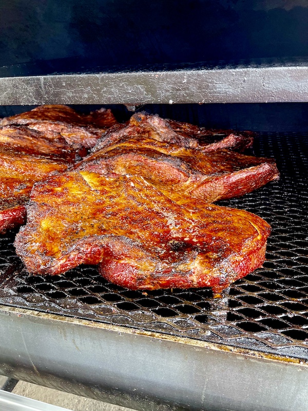 Closeup of brisket being smoked at Get Around Brown BBQ Midland TX