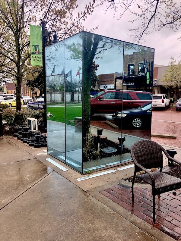 One of the Glass Bathrooms of Sulphur Springs TX at park downtown