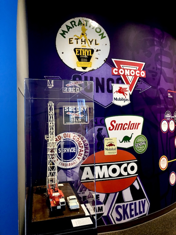 Logos from old petroleum companies on display at the Petroleum Museum Midland Texas