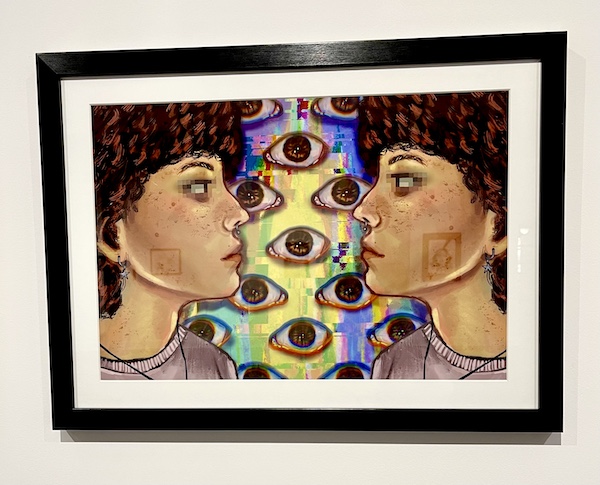 Double image of a girl with painted eyes between them on display at The Grace Museum Abilene TX