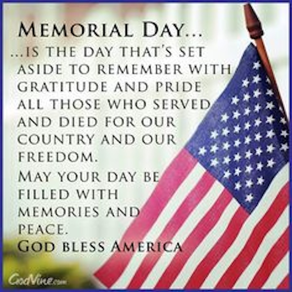 American flag and words about Memorial Day 2024