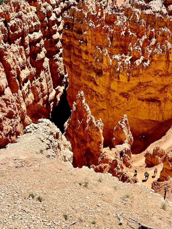 Red rock hoodoos showing the depth of Bryce Canyon National Park