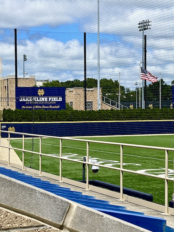 Notre Dame baseball field and the American flag for a Happy July 4th 2024!