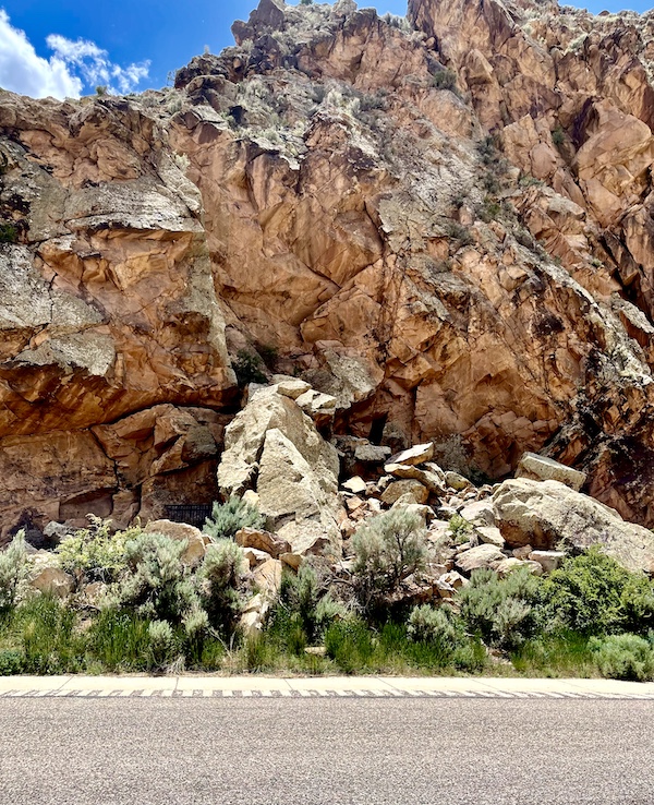 Mountain rock that looks like it's been chiseled at Petroglyphs of Parowan Gap Utah