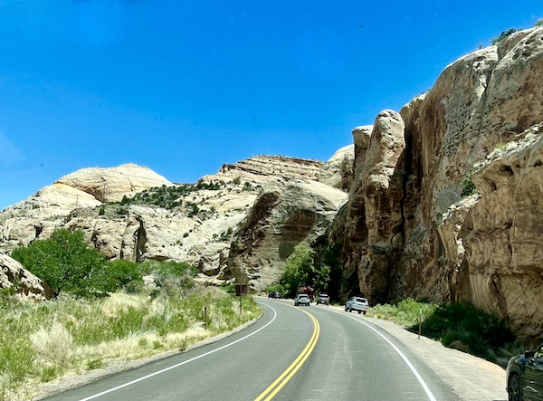 White and gray stone mountains that look like sand dunes at Capitol Reef National Park