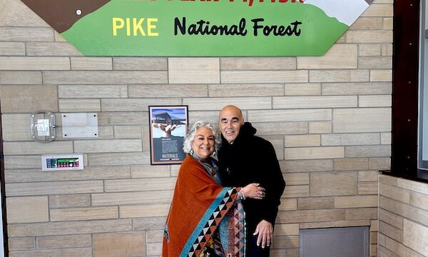 Steve and I bundled up at the summit of Pikes Peak in Colorado