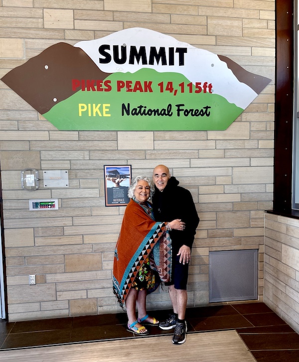 Steve and I bundled up at the summit of Pikes Peak in Colorado