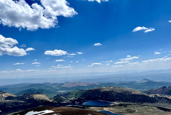 Mountain ranges for as far as we can see at Pikes Peak in Colorado