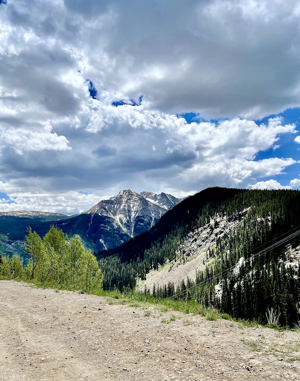 Scenic Drive to Silverton and Ouray with clouds beginning to cover blue sky