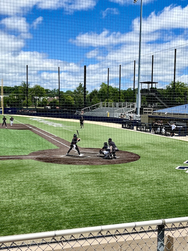 A look at home plate with a batter at the plate made for a Fun Time at Notre Dame