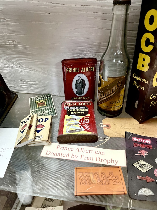 Tins, bottle and other memorabilia on display at Nebraska's Cambridge Museum