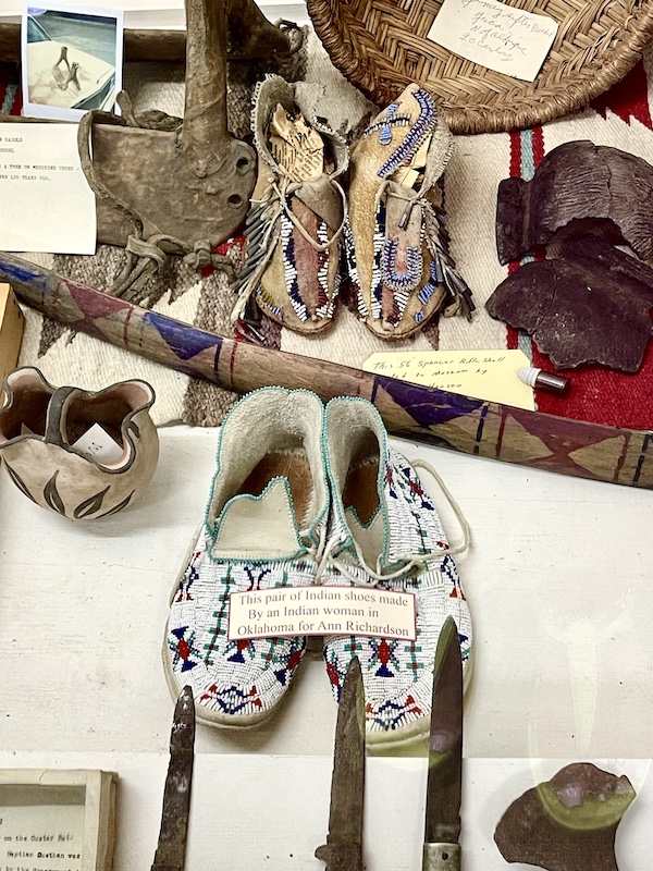 Beaded leather moccasins on display at the Nebraska's Cambridge Museum