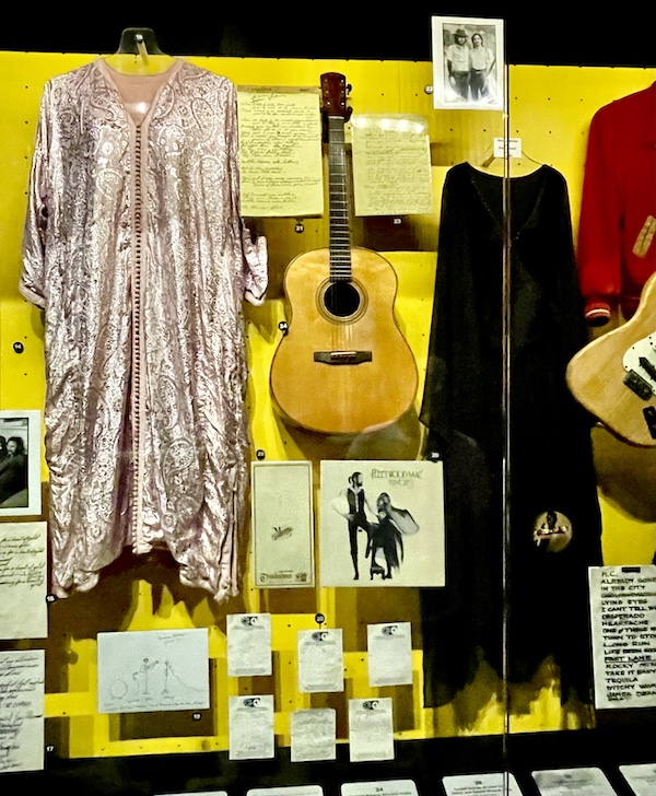 Costumes, album covers and guitar of Fleetwood Mac