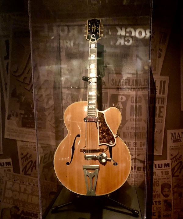 Bill Haley's electric guitar on display at Rock and Roll Hall of Fame