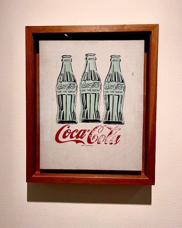 Silkscreen ink and graphite on linen of 3 coke bottles at the Andy Warhol Museum Pittsburgh