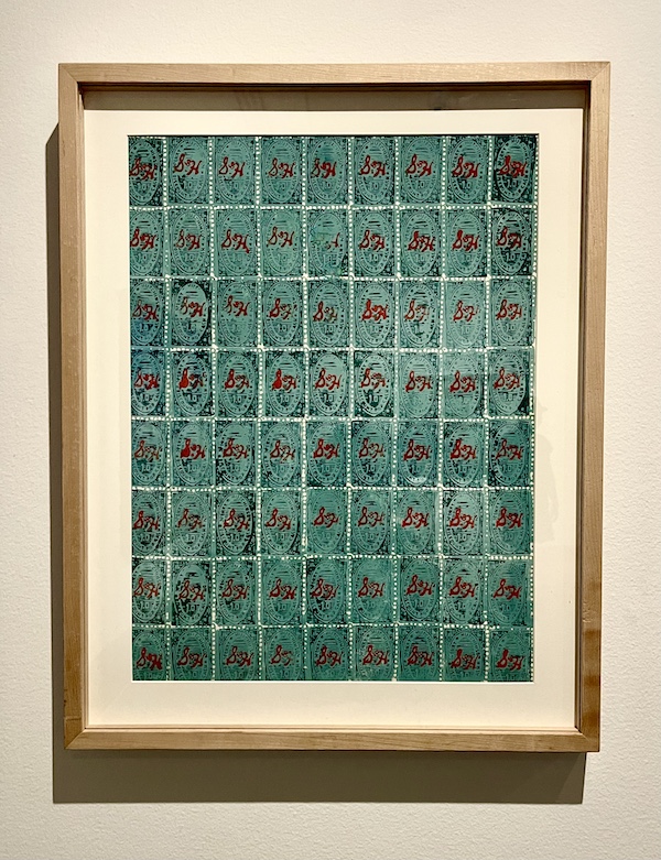 Framed painting of S and H Green Stamps by Andy Warhol