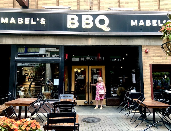 Me opening the door to enter Michael Symon's Mabel's BBQ