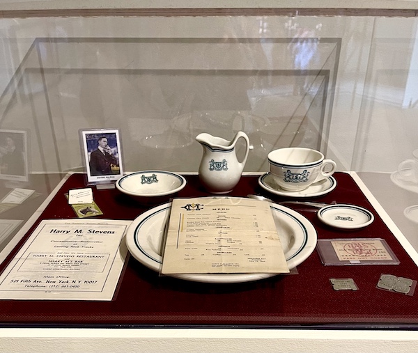 Dishes and menus on display from race track restaurant on display at the National Museum of Racing and Hall of Fame