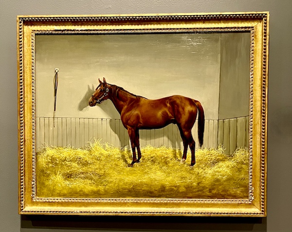 Painting of a horse named Arts and Letters hanging in the National Museum of Racing and Hall of Fame