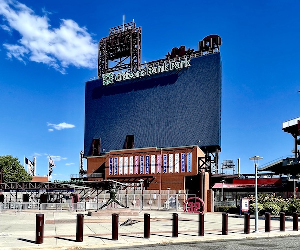 Back of a scoreboard at Citizens Bank Park baseball stadium on our Tour of Downtown Philadelphia