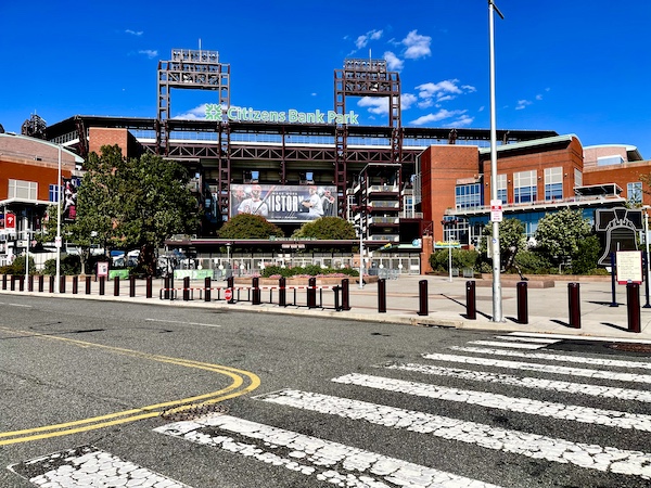 Entrance to baseball stadium seen on our Tour of Downtown Philadelphia