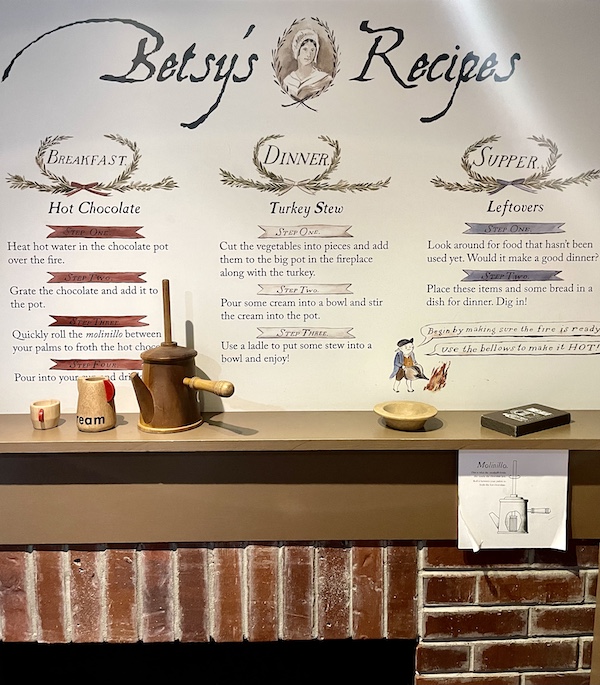 Daily menu on a wall seen while Visiting Betsy Ross' House