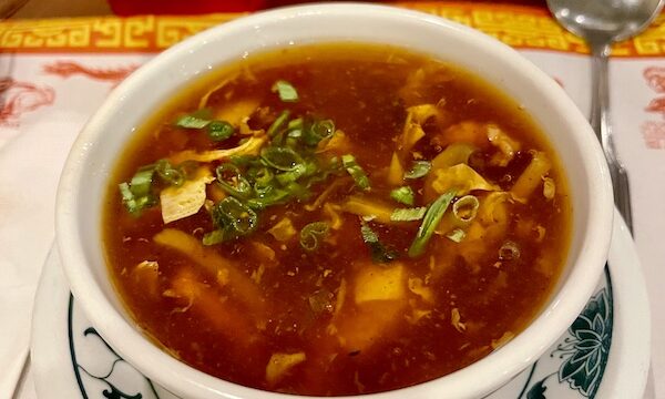 White bowl filled with hot and soup from China Sea of Absecon NJ