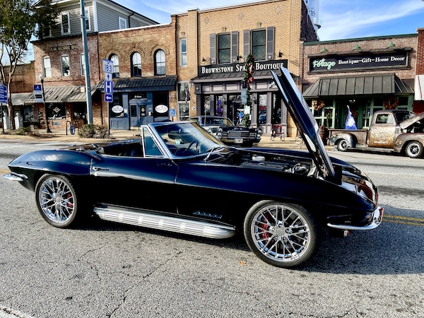 Black convertible sports car at the Downtown Pickens Car Show