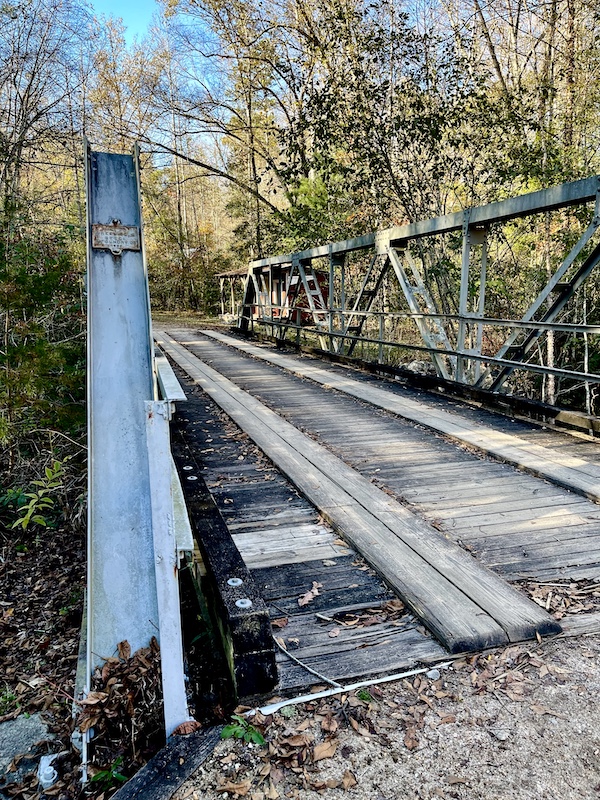 Old bridge over a dry creek at the Hagood Mill Native American Celebration