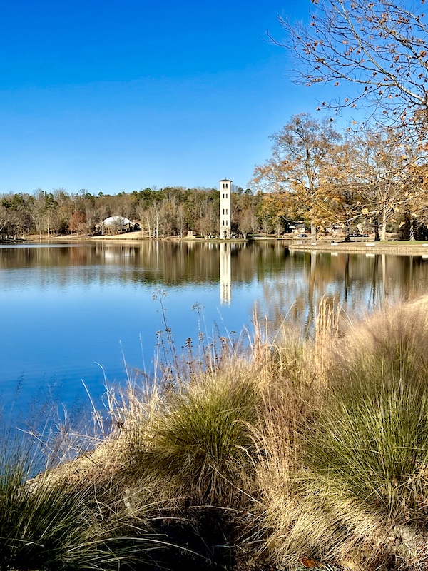 South Carolina College Tour led us to Furman U with its lake, bell tower and campus store