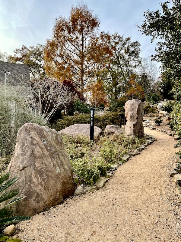 Rocks and trees along a dirt path visited on our South Carolina College Tour
