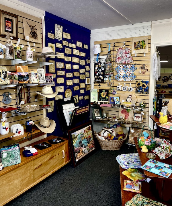 Inside a souvenir shop with lots of items on display in Hill Country's Wimberley Texas
