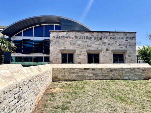 White stone and glass building seen during our Sunday Funday Fredericksburg Texas