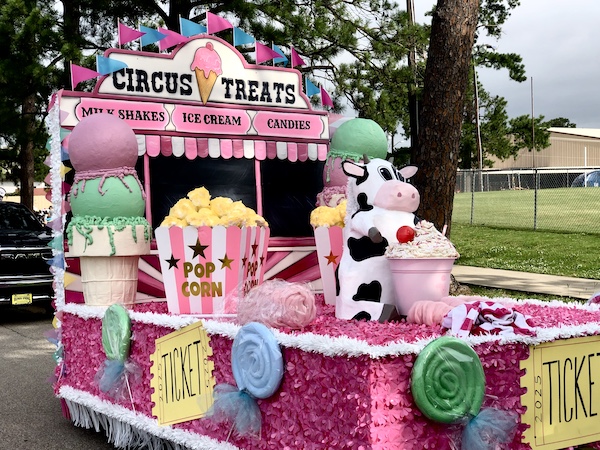 Colorful float of fair food at the Hopkins County Dairy Festival 2025