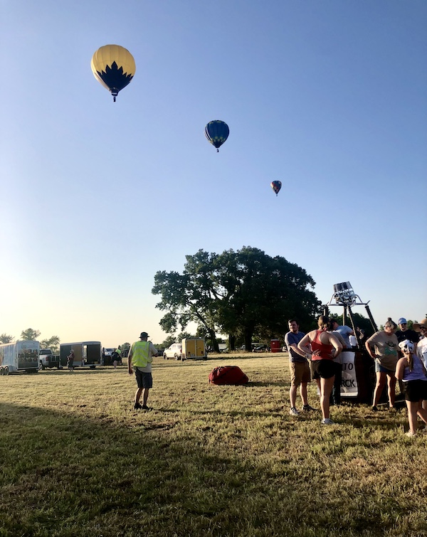 Trio of hot air balloons aloft at the Hopkins County Dairy Festival 2025