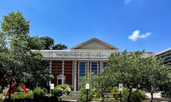 Westmoreland Museum of American Art front of building and entrance steps.