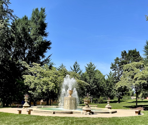 Beautiful fountain in middle of garden at Allegheny Cemetery Pittsburgh Pennsylvania