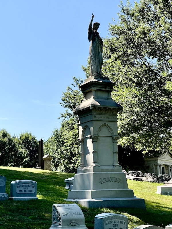 A very large monument that resembles the statue of Liberty at Allegheny Cemetery Pittsburgh Pennsylvania
