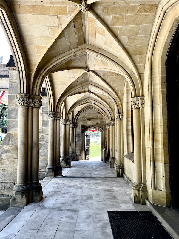 Fabulous arcade and pathway outside the main building at Allegheny Cemetery Pittsburgh Pennsylvania
